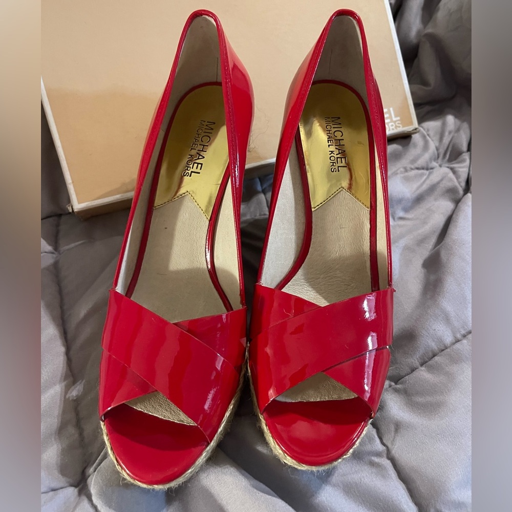 Michael Kors - Brand New Vibrant & Beautiful Red Platform Espadrille, Size 9.5
